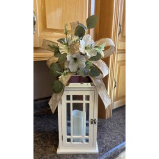 White Large Lantern with Floral